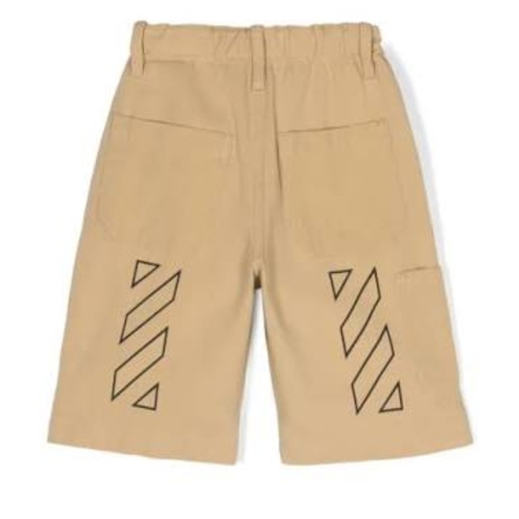 Off-White Other - Off-White Beige Graphic Stripe Knee-Length Shorts